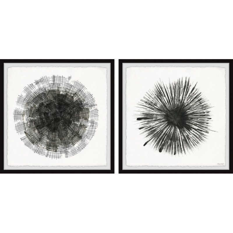 "Stitches & Fireworks" par Marmont Hill - ensemble de 2 peintures encadrées, H 12 po x l 12 po x P 1,5 po