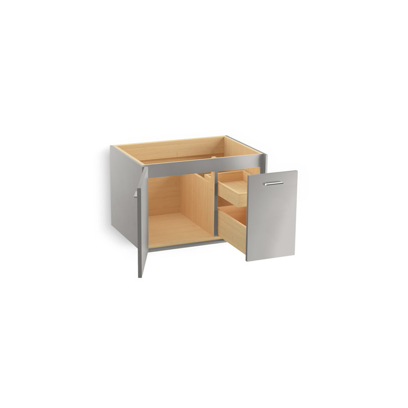 Jute 30" Vanity Base Only with 1 Door and 1 Drawer on Right, Mohair Gray