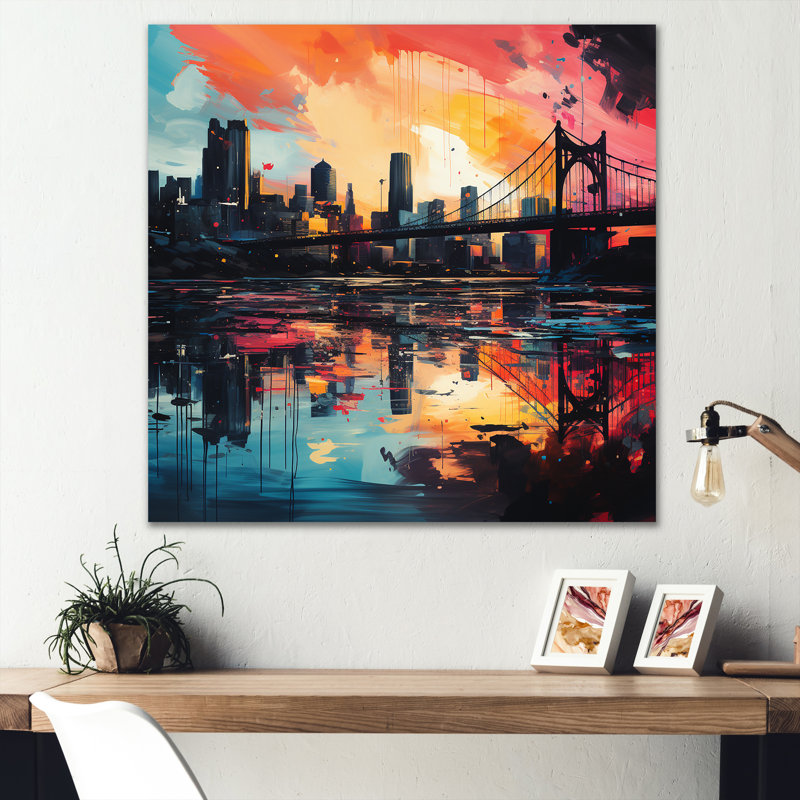 Colorful Pittsburgh Cityscape - Pittsburgh Metal Wall Art, 36" H x 36" W