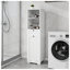Armoire de trieur de linge blanche à un compartiment inclinable avec tiroir