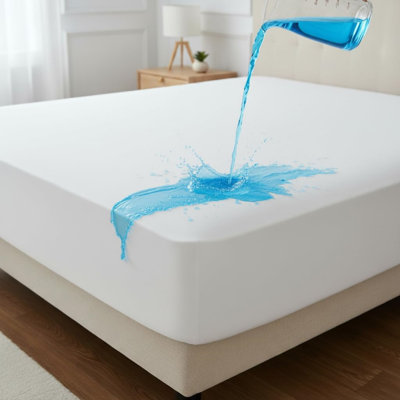 Waterproof Mattress Protector – Soft, Super Absorbent, Non-Slip and Non-Allergenic – Machine Washable Mattress Cover Fits up to 30cm Deep
