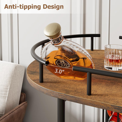 4-Tier Mobile Bar Cart with Wine Rack & Glass Holder, Marble MDF Shelves, 360° Rotating Wheels with Brakes for Kitchen, Dining Room, Living Room