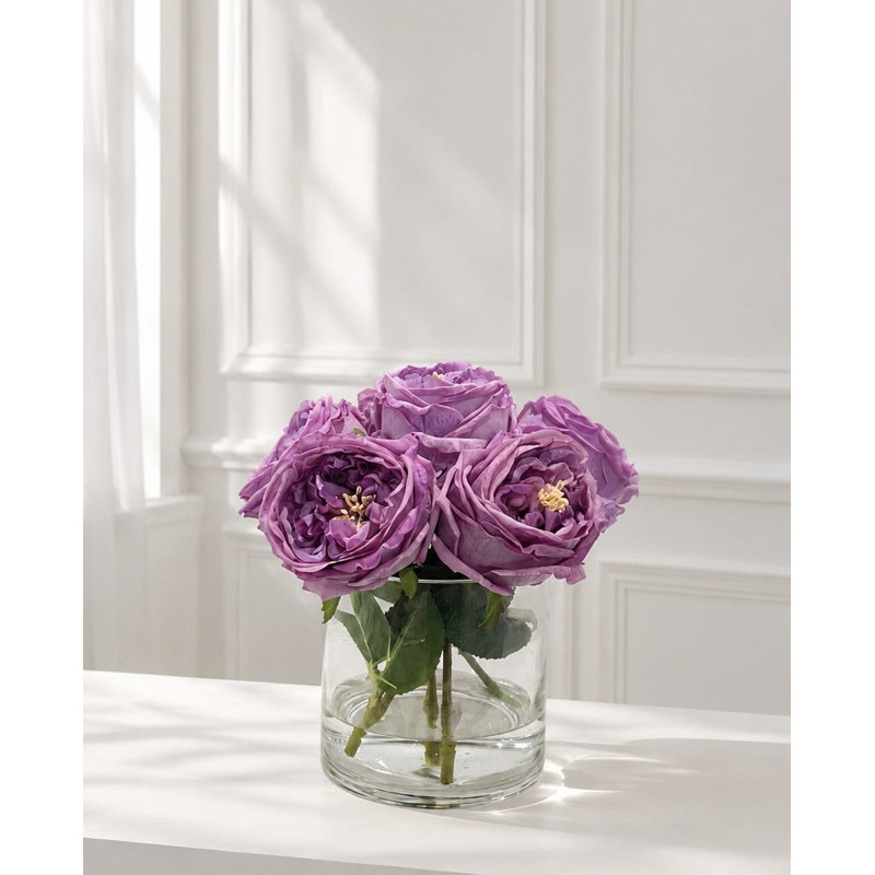Rose Faux Floral in Vase, Purple
