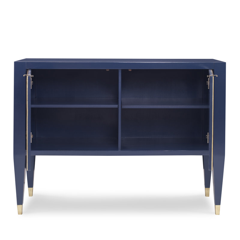 Cadet Blue and Gold Mindi Wood Accent Cabinet