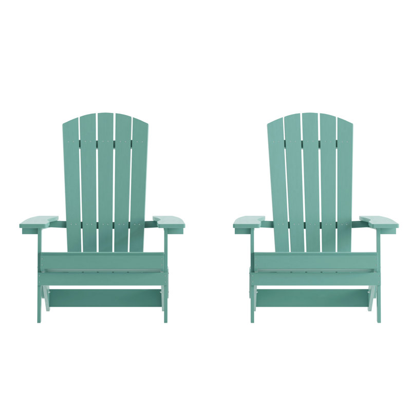 Bayfield All-Weather Poly Resin Indoor/Outdoor Folding Adirondack Chairs, Sea Foam