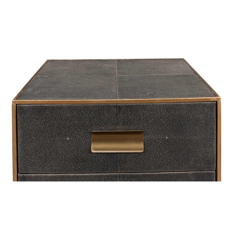Shagreen 3 - Drawer Solid Wood Nightstand, Antique Gray
