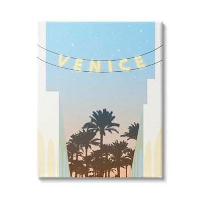 " Venice Beach Tropical Scene Starry Night Palm Trees " by Daphne Polselli