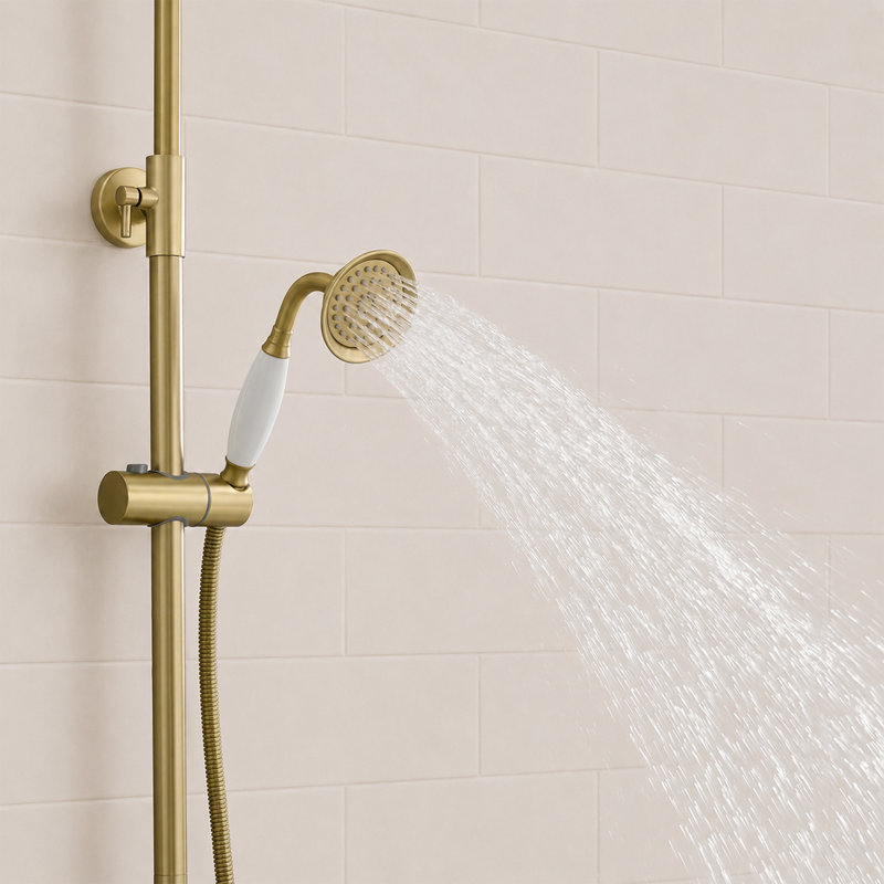 Adjustable 2-Function Shower System with Handles, Antique Brass