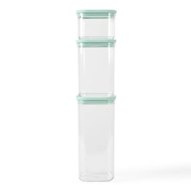 Martha Stewart Seavey 6 Piece 51.4 oz, 35.5 oz, 21.6 oz Square Storage  Borosilicate Glass Container Set w/PP Snap Martha Blue Lids
