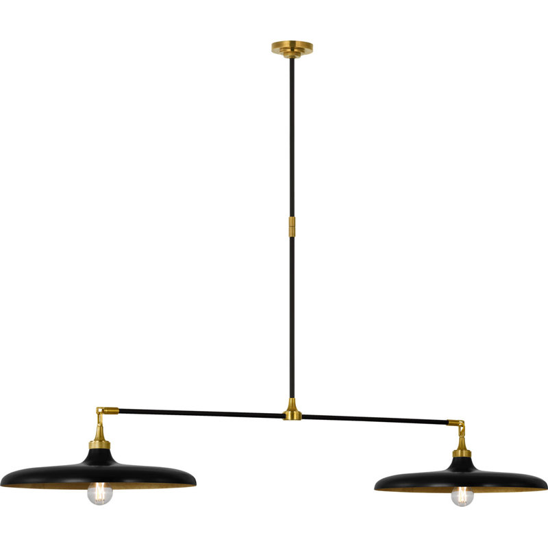 Piatto 63" Linear Pendant with Shade, Hand-Rubbed Antique Brass/Aged Iron