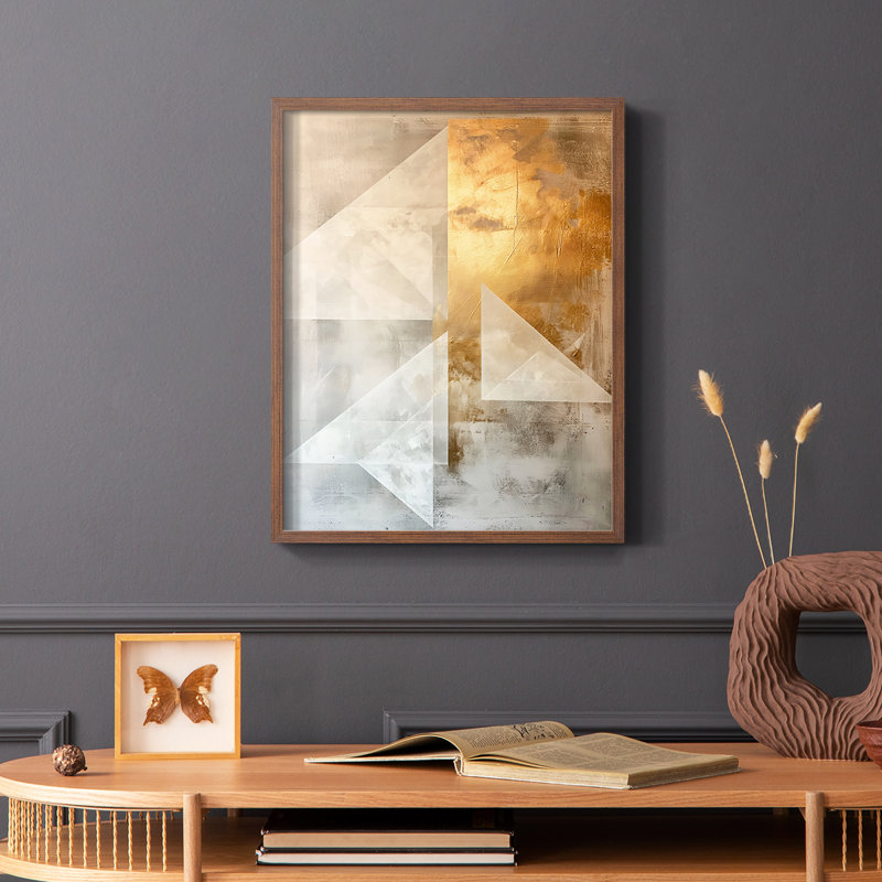 Série ABSTRACT CIX - reproduction encadrée de qualité supérieure - prête à être accrochée - aucun clou requis, Noyer