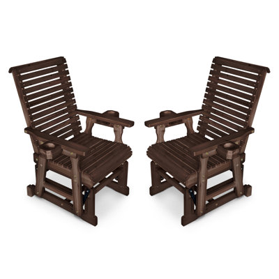 Wooden Patio Glider for One Person,Solid Fir Wood by Rosecliff Heights