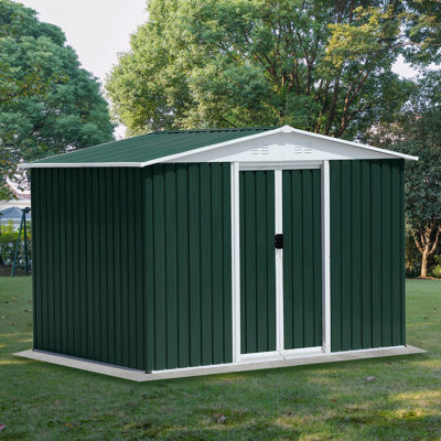 Abri de jardin extérieur de 8 pi x 6 pi avec toit en alliage d'aluminium et porte coulissante