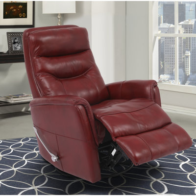 Akeelah 31" Top Grain Leather Manual Swivel Glider Recliner