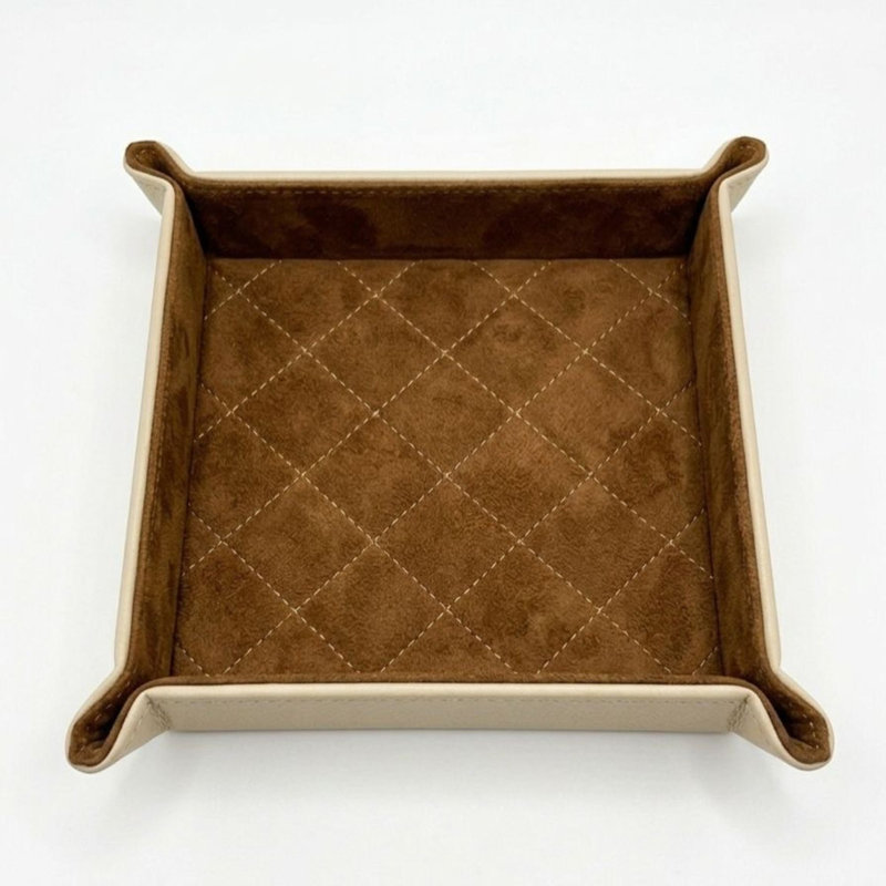 Clutter Tray - Genuine Nappa Leather, Cream/Brown