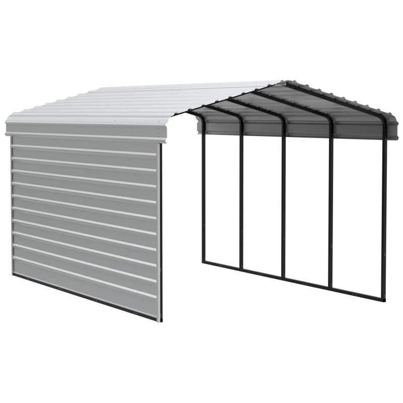 Eggshell 12' x 20' Steel Carport with Black Frame
