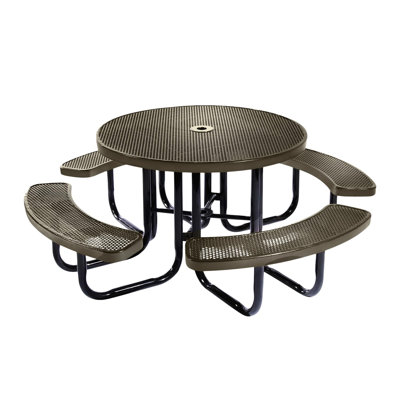 Table de pique-nique ronde de 46 pouces, veinée d'or texturée