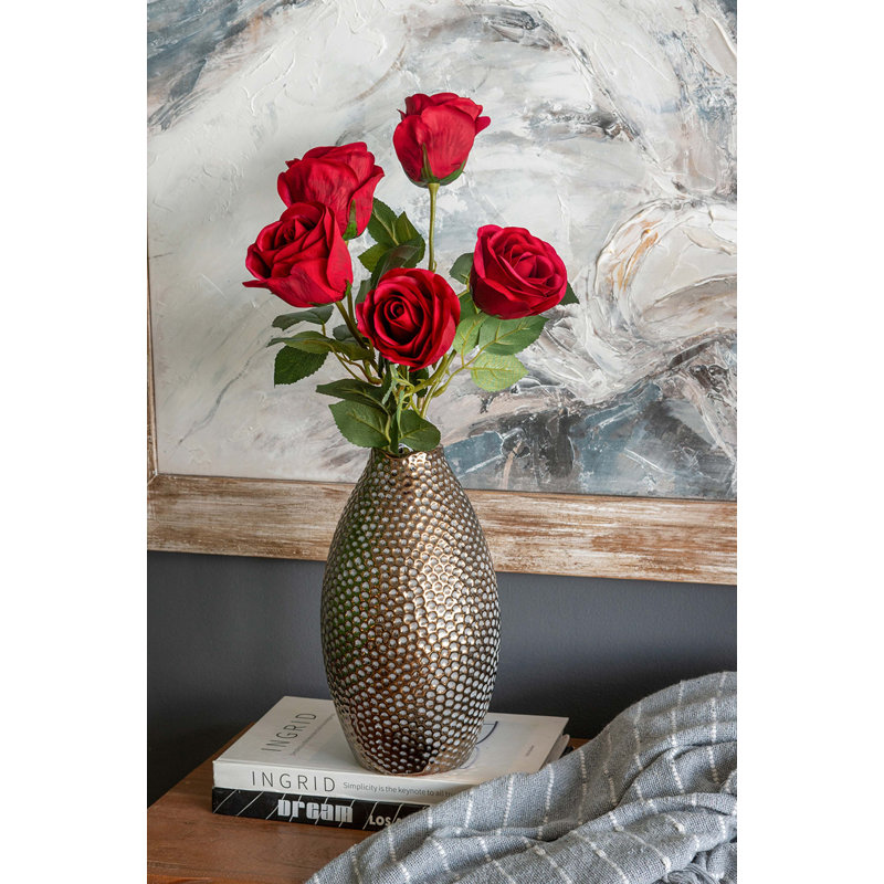 Vase en céramique 5,3 x 5,3 x 11 po avec finition bronze texturée