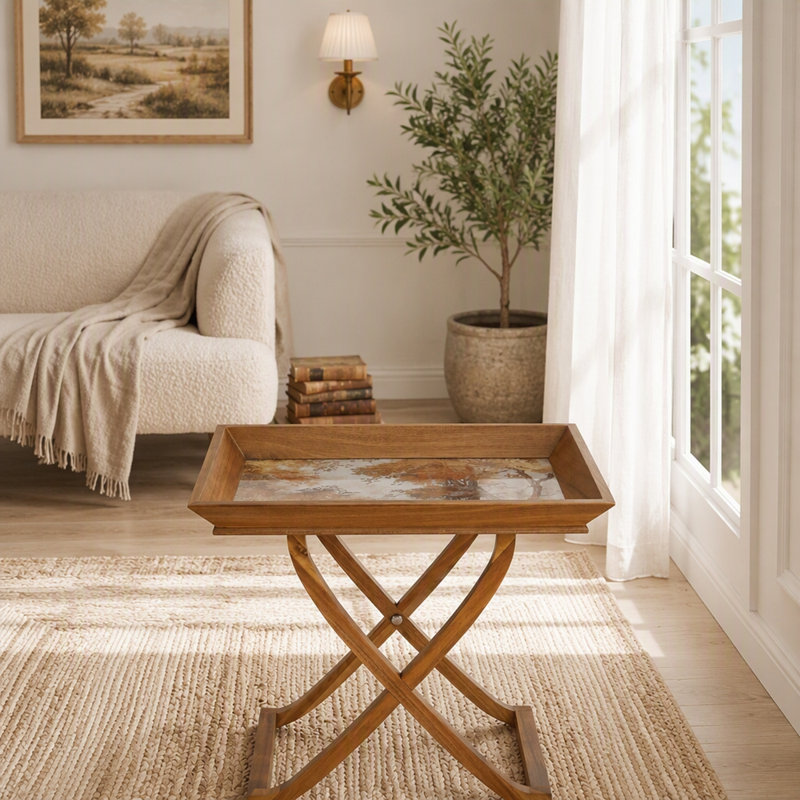 Table d'appoint pliante en bois 20,7 x 13,2 x 18,5 pouces