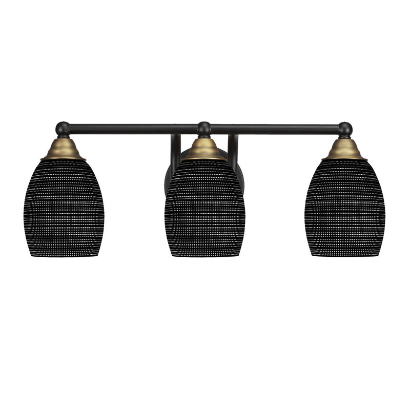 Michell 3-Light Bath Bar, White, Matte Black/Brass