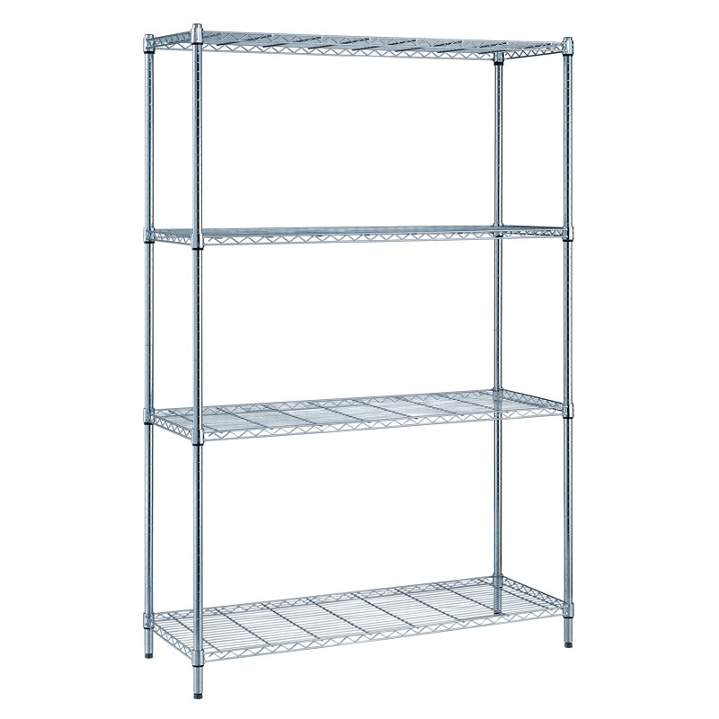 Adjustable Wire Black Epoxy 4 Shelves 72" H x 48" W x 18" D, Black, 74" H x 48" W x 18" D