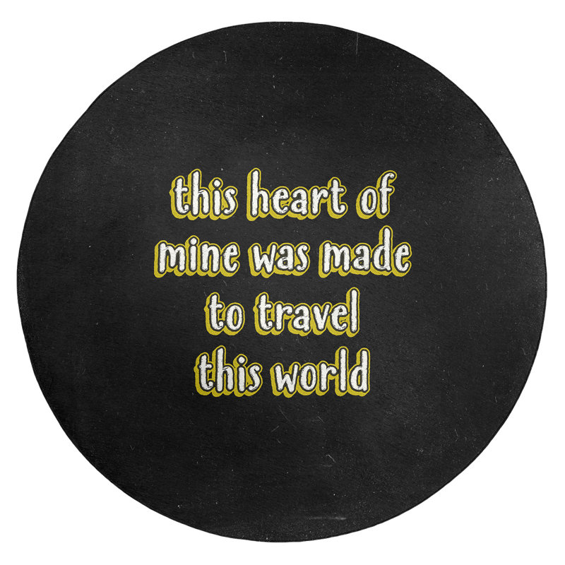 Tapis en polyester de style tableau noir travel love quot, Rond 5 pi
