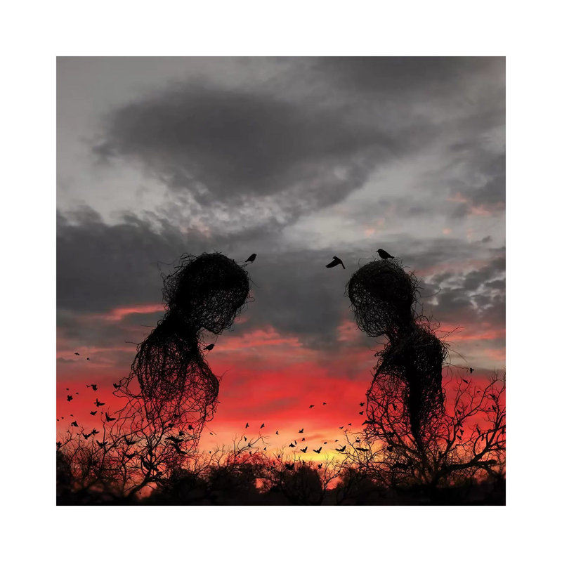 "Sunset" par Abdullah Evindar-impression d’art graphique, Pas de tapis, Toile tendue, H 12 po x l 12 po x P 0,75 po