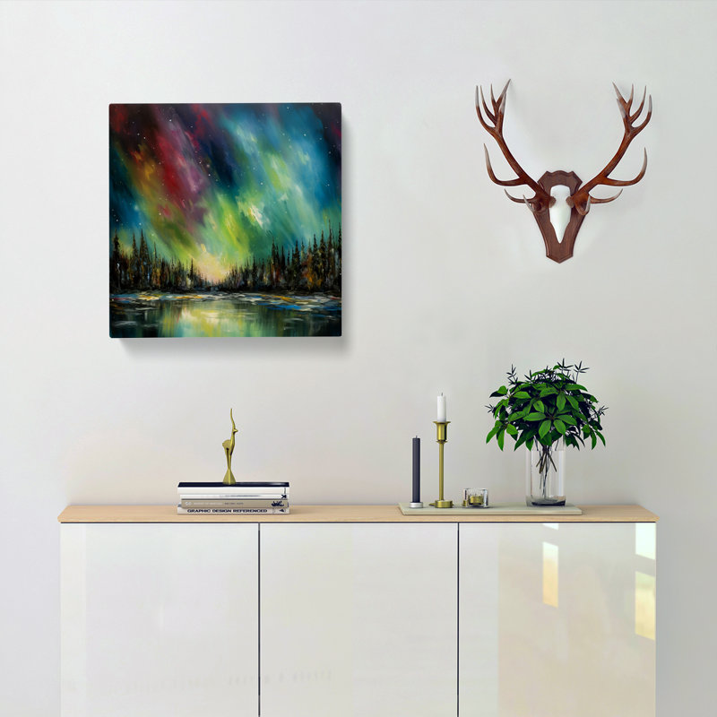 Northern Lights Impressionism - Wrapped Canvas, 50cm H x 50cm W
