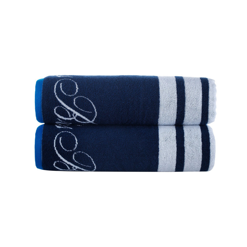 Turkish Cotton Plush Jacquard Bath Sheet, Navy