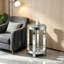 Sibell Glass Mirrored Top  Side Table with Storage 35x57cm