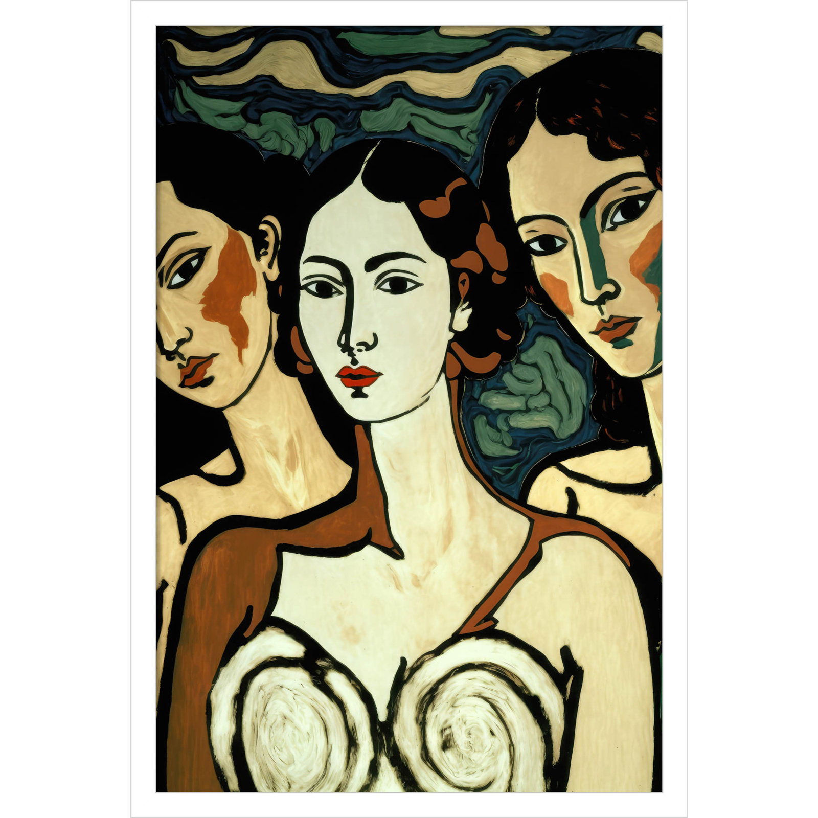 The Soul Sisters by Treechild  Wood Framed Wall Art Print, 25" H x 17" W, White