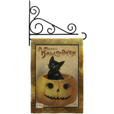 En toile jute 2 côtés 12 x 13 po merry halloween ensemble de drapeau