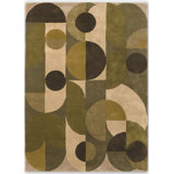 Decor Hand Tufted Wool Geometric Area Rug in Green