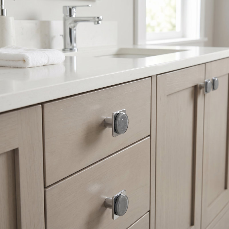 Geometric Square Knob, Satin Nickel