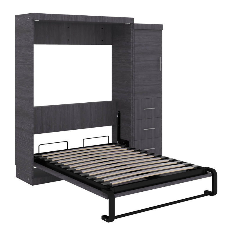 Lit escamotable avec armoire intégrée et tiroirs, Lit double