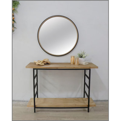 Miroir décoratif 31,3 "deux tons noir mat et bois naturel