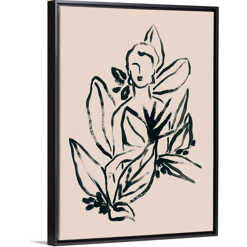 Foliage figure I, art mural sur toile, Toile avec cadre noir, H 18 po x l 14 po