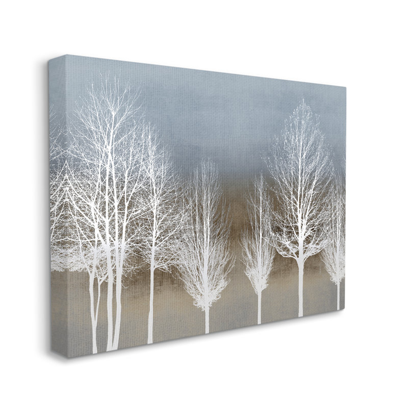 «Abstract Forest Line White Bare Tree Silhouettes» par - Impression, Toile tendue, H 30 po x l 40 po x P 2 po