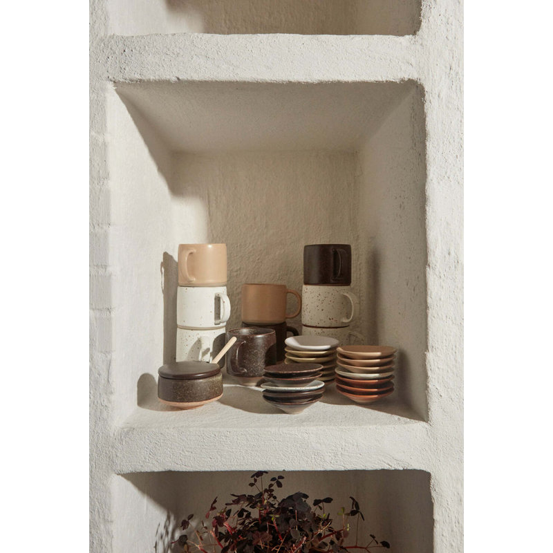 Hagi Stoneware Sugar Bowl, White/Brown