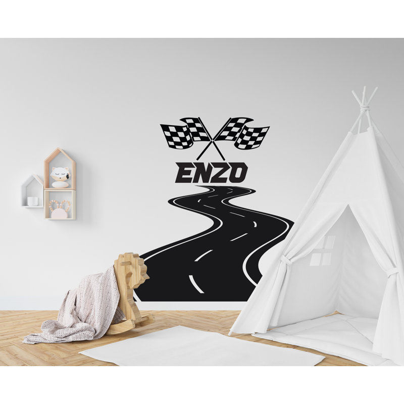 Autocollant de piste de course, Enzo, H 32 po x l 30 po, Noir