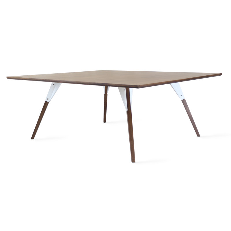 Coffee Table, 18" H x 46" L x 40" W, Walnut, White