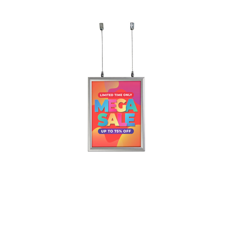 Silver Aluminum Double-Sided Hanging Poster Frame