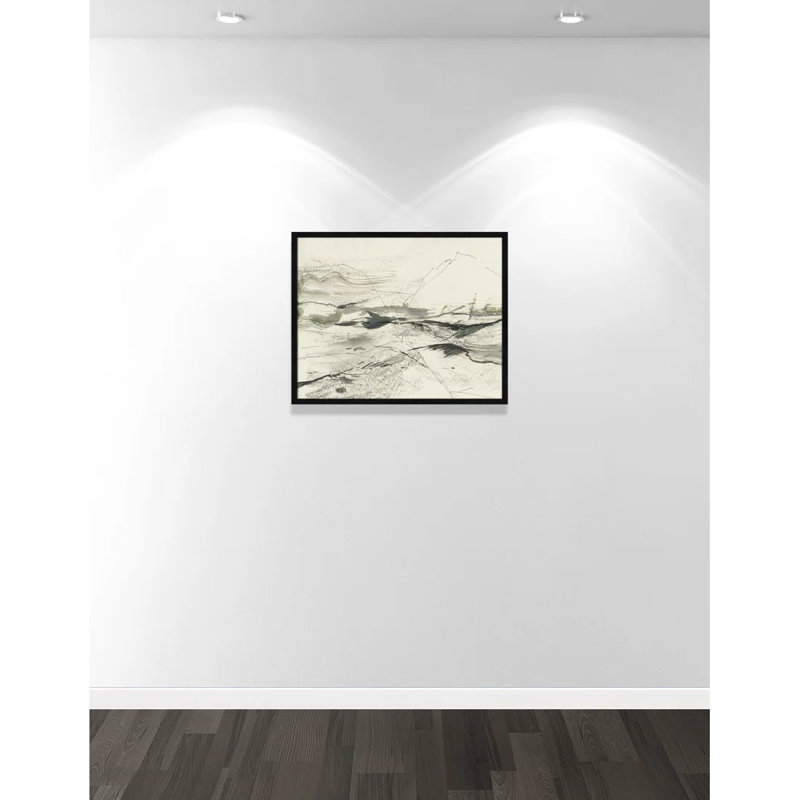 " Green Sketches " by PI Studio, Pas de tapis, Cadre mince noir, H 16 po x l 19 po x P 0,75 po