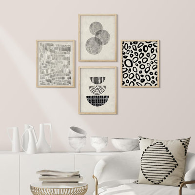 " Mid-Century Duotone Pastel Polygon Patterns " 4 - Pieces