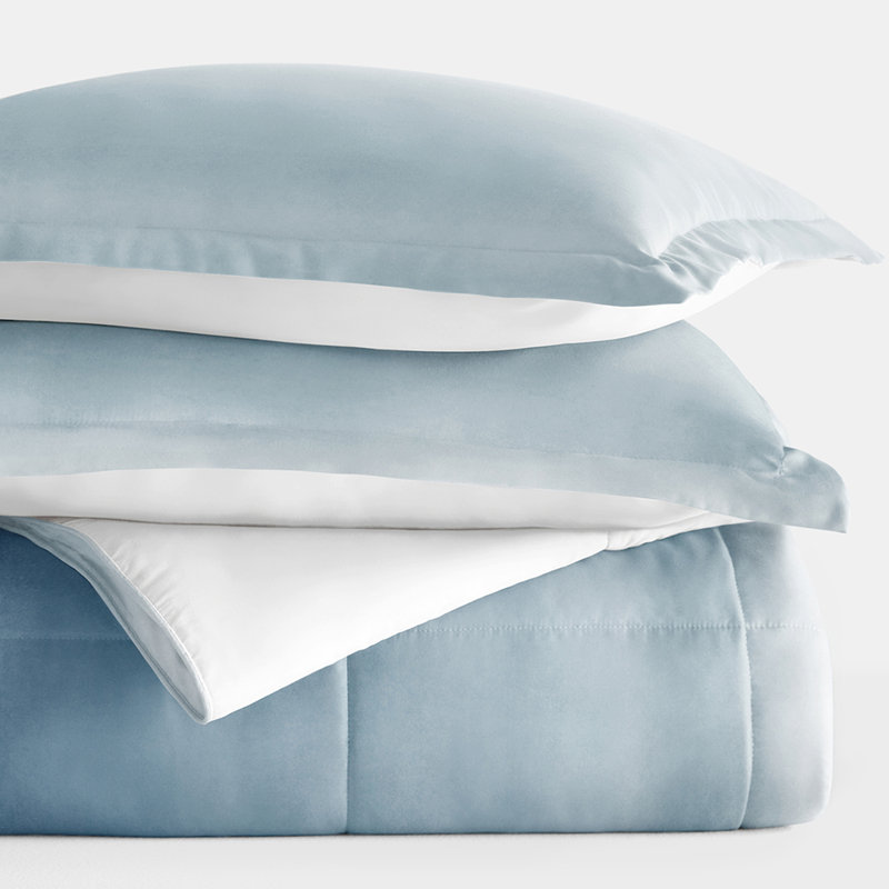 Twin Blue Down Alternative Reversible Comforter Set