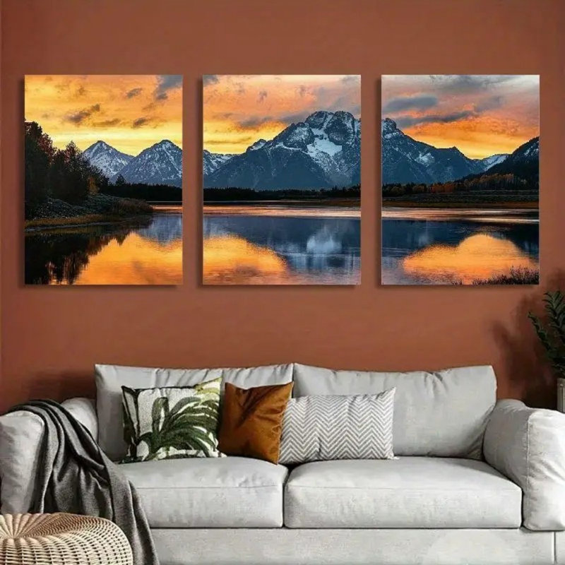Art mural sur toile Grand Teton Sunset & Oxbow Bend