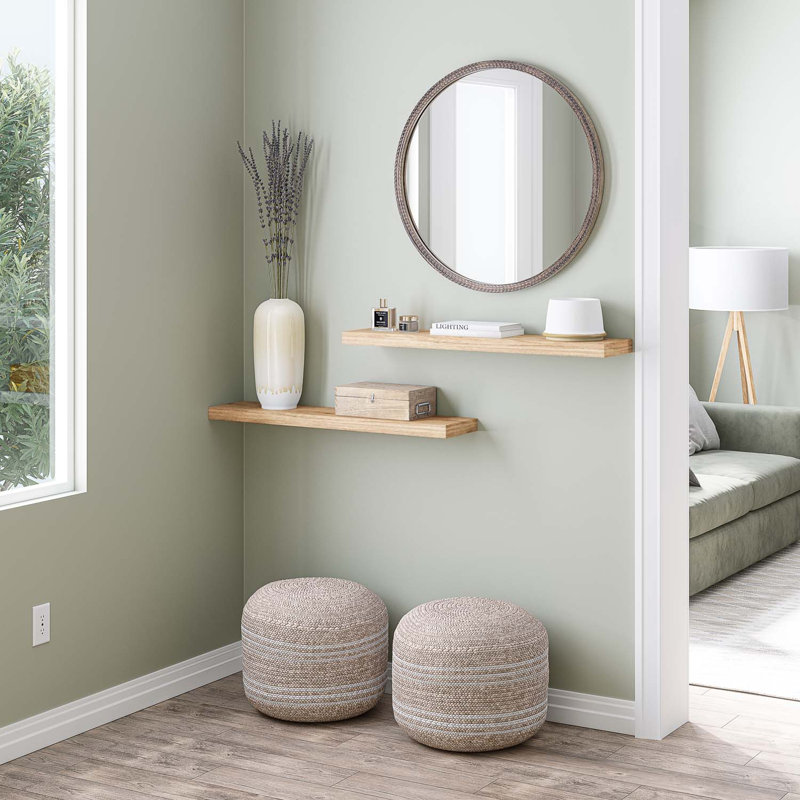 Sydney Floating Shelves, 36 inches Long Wall Mount Shelves Wood, Oak