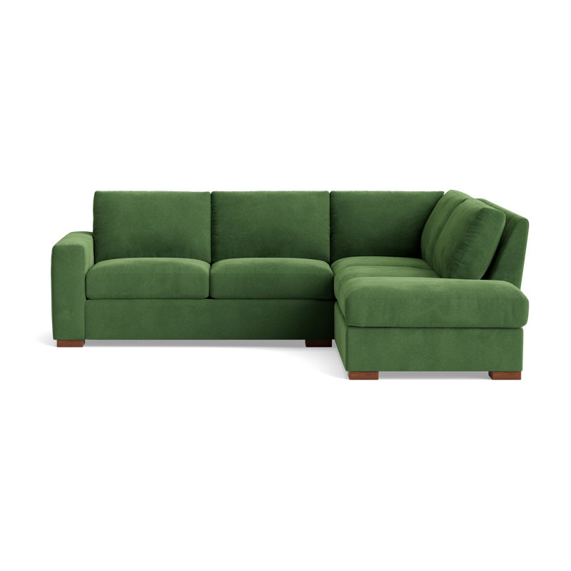 Couch Potato Sectional, Performance Velvet - Ivy, Right Hand Facing