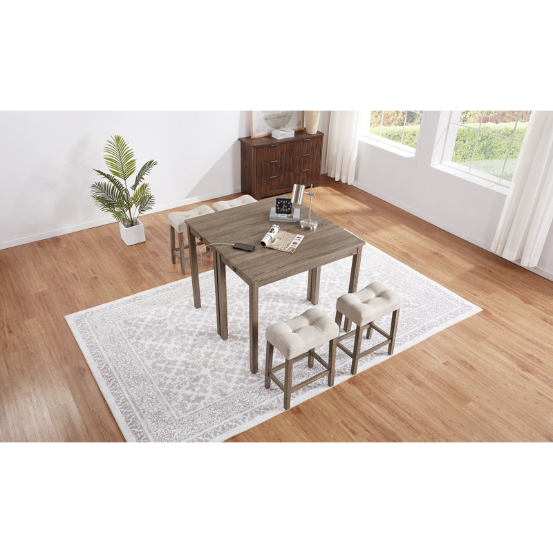 Ensemble de table bistro à hauteur de comptoir de 41,5 po de largeur moderne 41 pièces avec tabourets sans port USB, Brun
