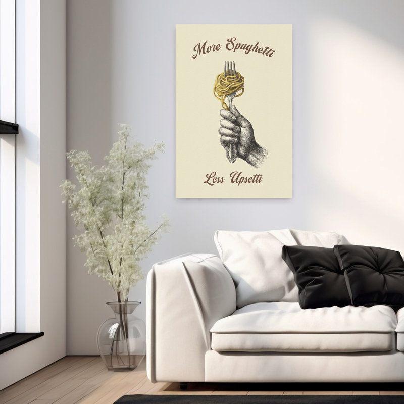 «More Spaghetti Less Upsetti», art mural rétro rustique rétro, H 36 po x l 24 po